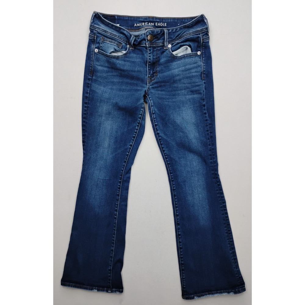 American Eagle Kick Boot Jeans Womens 6 Short Blue Denim Dark Wash